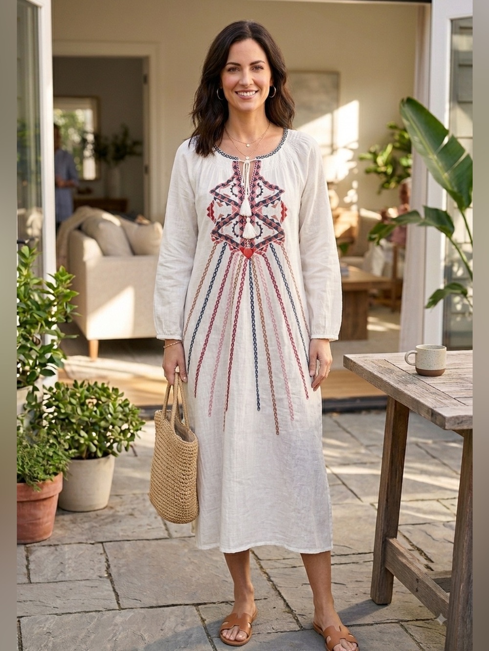 Antik Batik Embroidered Cotton Shift Dress NWT